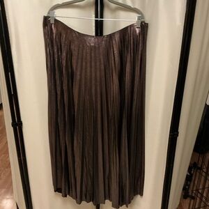 City Chic Brown Midi Pleated A-Line Skirt